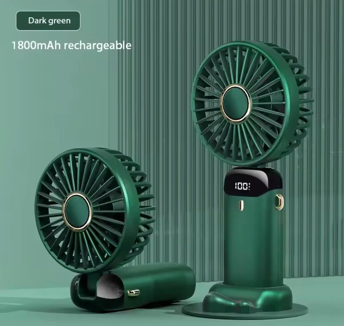 Tragbarer Mini-Handventilator, faltbar, zum Aufhängen am Hals, 5 Geschwindigkeiten, wiederaufladbarer USB-Ventilator mit Telefonständer und Bildschirm, 1800 mAh