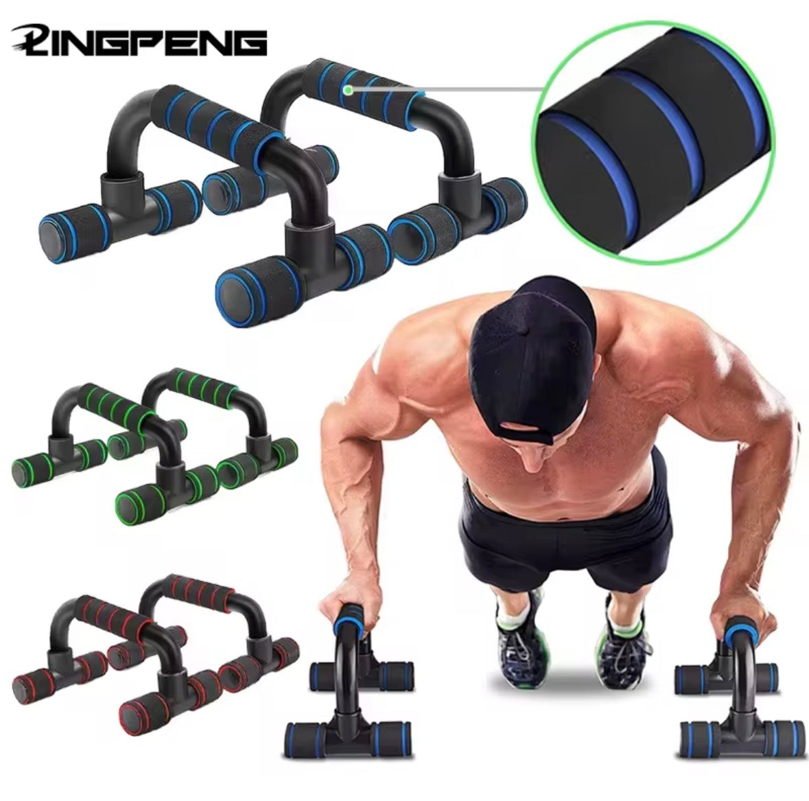 GYM rutschfeste H-förmige Push-Up-Stange, Griffe Heimfitnessgeräte für Arm, Brust, Workout, rutschfester Stützständer, Fitness, Sport, 2 Stück