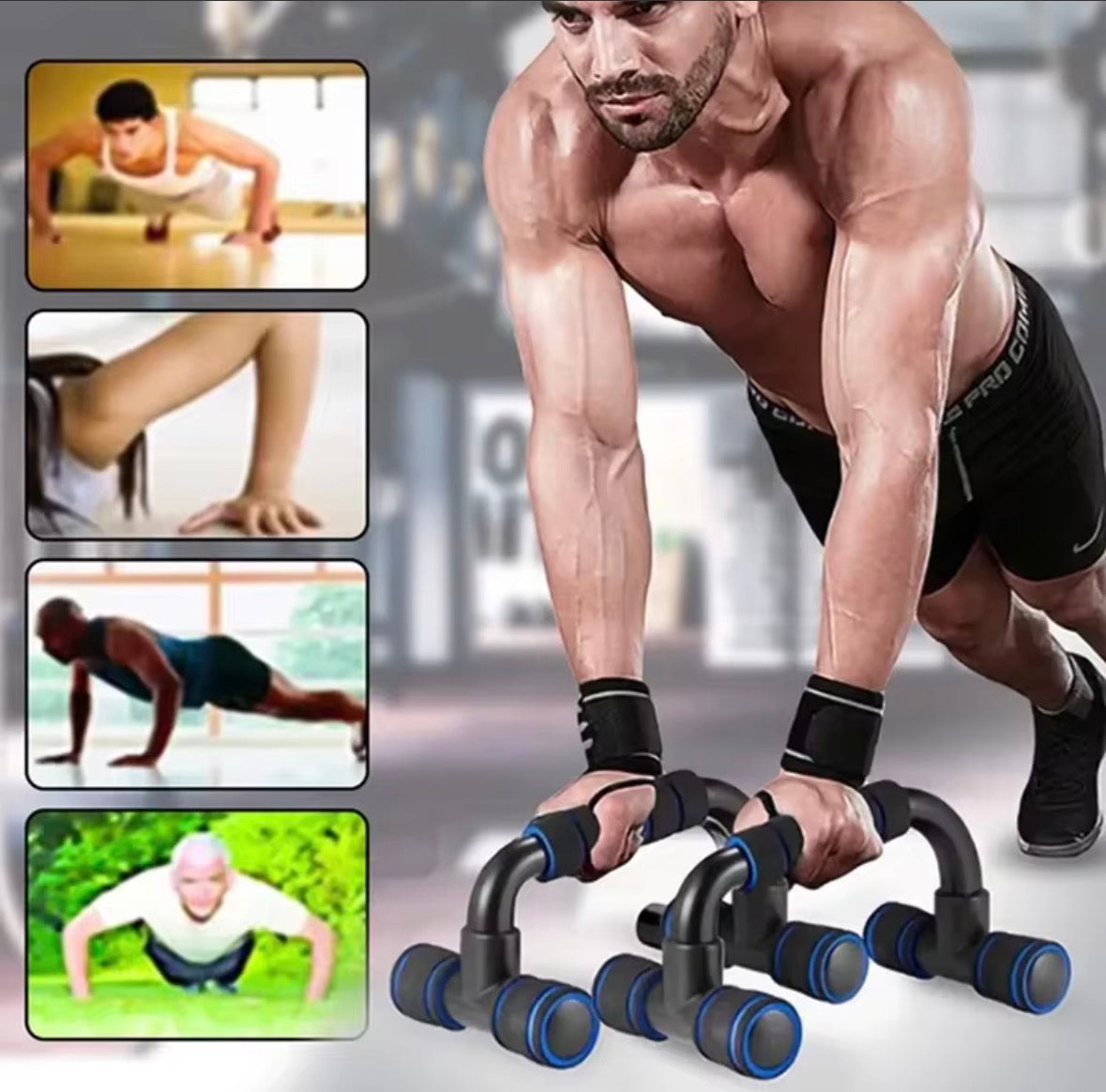 GYM rutschfeste H-förmige Push-Up-Stange, Griffe Heimfitnessgeräte für Arm, Brust, Workout, rutschfester Stützständer, Fitness, Sport, 2 Stück