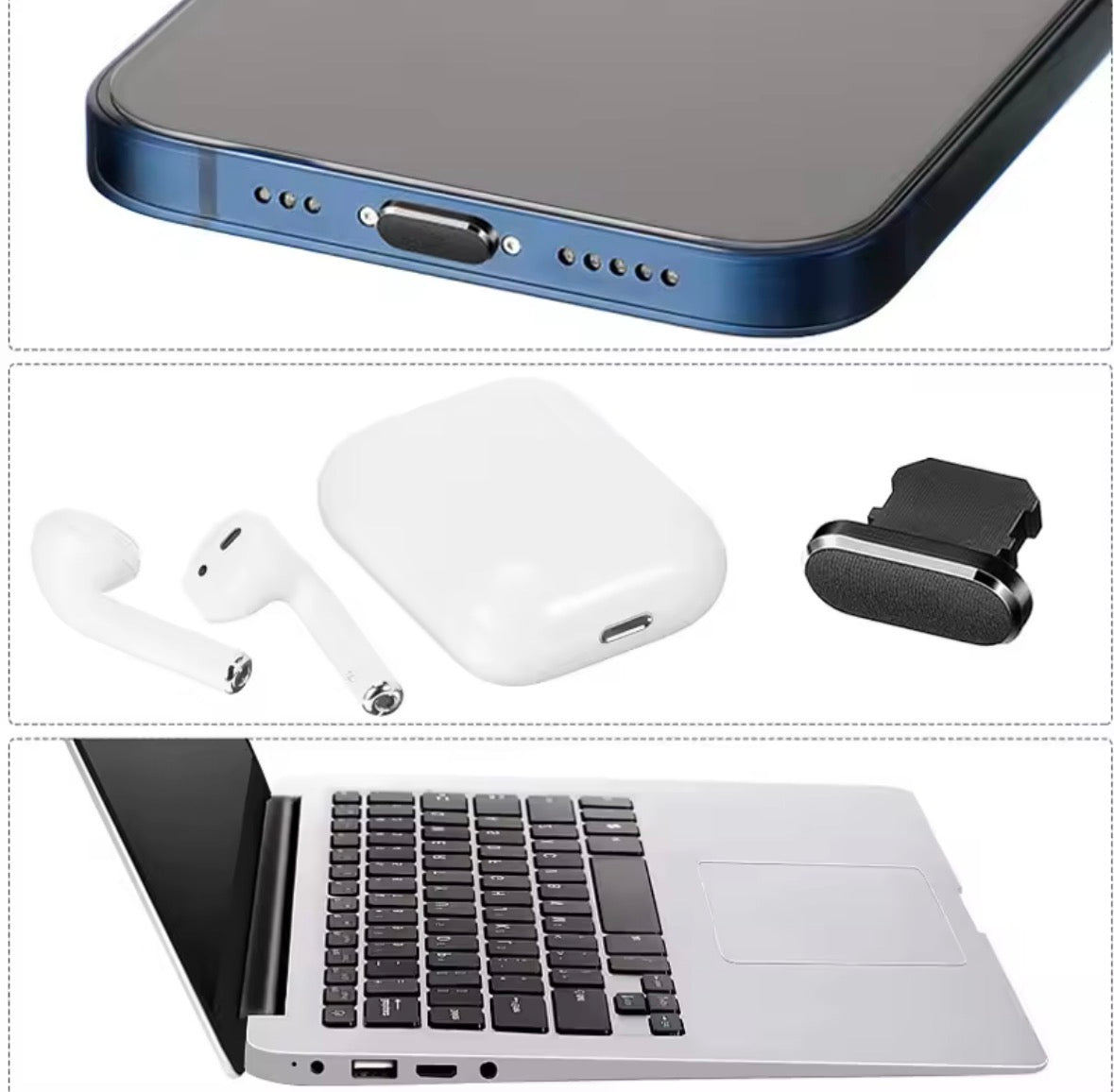 Handy-Ladeanschluss, Staubstecker-Entfernung, Reinigungsset für iPhone 15 14 13 Pro Max, Computertastatur, staubdichte Reinigungsbürste